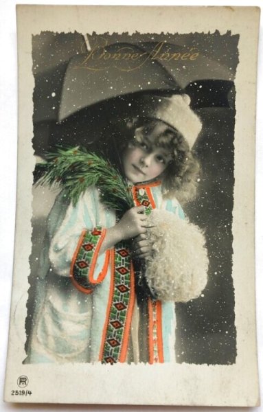 画像1: Postcard    アンティークポストカード　傘と女の子　ベルギー1910年  Grete Reinwald　 (1)