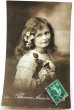 画像1: Postcard    アンティークポストカード　薔薇のお花と女の子　フランス1912年 (1)