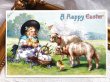 画像2: Postcard  アンティークポストカード　イースター　子羊と女の子とヒヨコ　 (2)