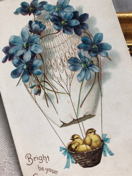 画像3: Postcard  アンティークポストカード　イースター　スミレのお花の卵気球　ヒヨコ　Ellen Clapsaddle　アメリカ1909年 (3)