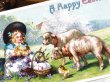 画像3: Postcard  アンティークポストカード　イースター　子羊と女の子とヒヨコ　 (3)