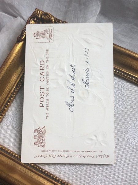 画像3: Postcard  アンティークポストカード イースターエッグ 飾り卵 スミレのお花 1907年 (3)