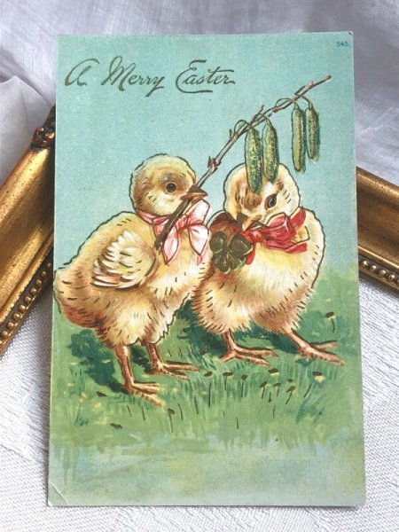 画像2: ▼SALE 500▼Postcard   アンティークポストカード イースター ヒヨコ ひよこ (未使用) (2)