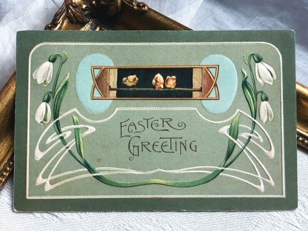 画像2: ▼SALE 500▼Postcard   アンティークポストカード イースター ヒヨコとスノードロップのお花 ひよこ (2)