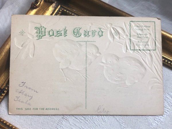 画像3: Postcard  アンティークポストカード イースター ヒヨコとスノードロップのお花 ひよこ  (3)