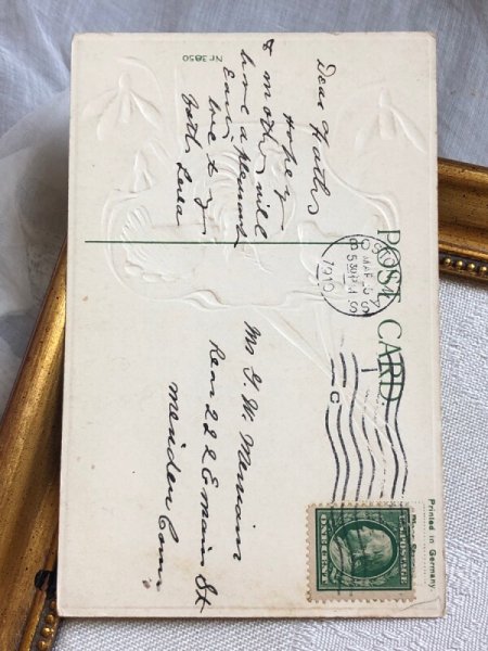 画像4: Postcard  アンティークポストカード イースター ニワトリとスノードロップのお花 アメリカ1910年 (4)