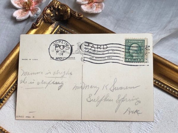 画像4: Postcard アンティークポストカード イースター ガーデニングをする子どもたちとウサギさん うさぎ アメリカ1924年 (4)