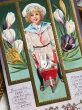 画像3: Postcard　アンティークポストカード　イースター　ウサギを一輪車で運ぶセーラー服の子ども　うさぎ　クロッカス　アメリカ1913年 (3)
