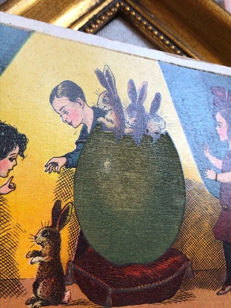 画像3: Postcard アンティークポストカード イースター 大きな卵からウサギさん うさぎ アメリカ1905年 (3)