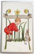 画像1: Postcard　アンティークポストカード　イースター　うさぎさんと男の子　ウサギ　水仙　 (1)