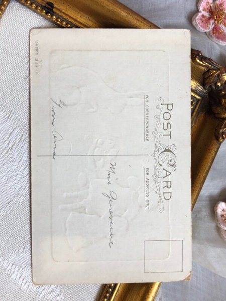 画像4: Postcard アンティークポストカード イースター 女の子とウサギさん 卵 うさぎ アメリカ (4)