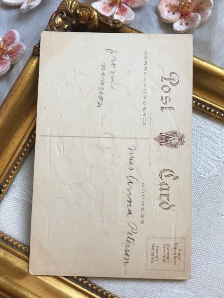 画像4: Postcard アンティークポストカード イースター 男の子とウサギさん うさぎ 水仙 	 (4)