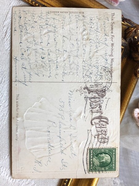 画像5: ▼SALE 500▼Postcard   アンティークポストカード イースター オランダ服の女の子と卵を背負ったウサギさん (5)