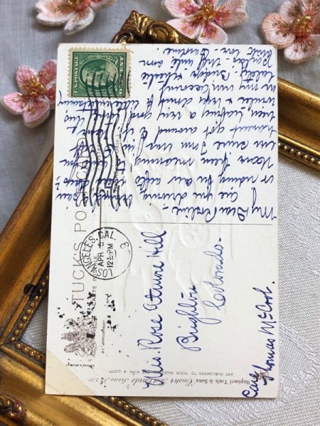 画像4: Postcard アンティークポストカード イースター ウサギ車に乗る子ども うさぎ Katharine Gassaway (4)