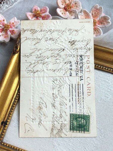 画像3: Postcard  アンティークポストカード　イースター　ヴェールの女性　お花の十字架　Ellen Clapsaddle　 (3)