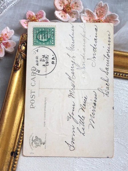 画像4: Postcard  アンティークポストカード イースター 女の子 Ellen Clapsaddle アメリカ1917年 (4)