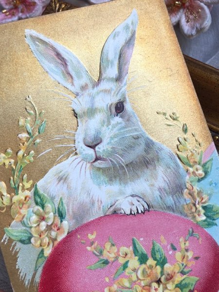 画像3: Postcard アンティークポストカード イースター うさぎさんと赤い卵 (未使用) (3)