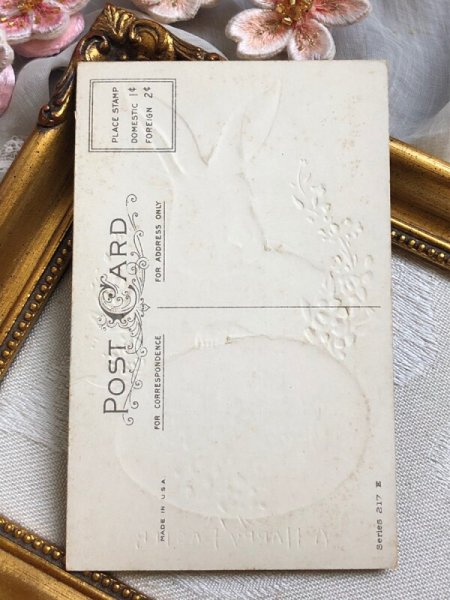 画像4: Postcard アンティークポストカード イースター うさぎさんと赤い卵 (未使用) (4)