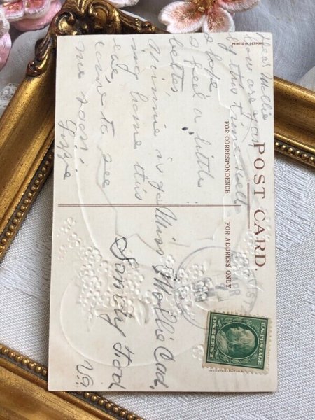 画像3: Postcard アンティークポストカード イースター 帽子箱とうさぎさん 卵 ウサギ Ellen Clapsaddle アメリカ1908年 (3)