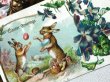 画像3: Postcard　アンティークポストカード　イースター　卵を投げるウサギさん　うさぎ　スミレ　アメリカ1907年 (3)