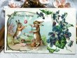 画像2: Postcard　アンティークポストカード　イースター　卵を投げるウサギさん　うさぎ　スミレ　アメリカ1907年 (2)