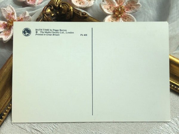 画像3: Postcard ビンテージポストカード ウサギさんの家族 お風呂の時間 (未使用) Peggy Burton (3)