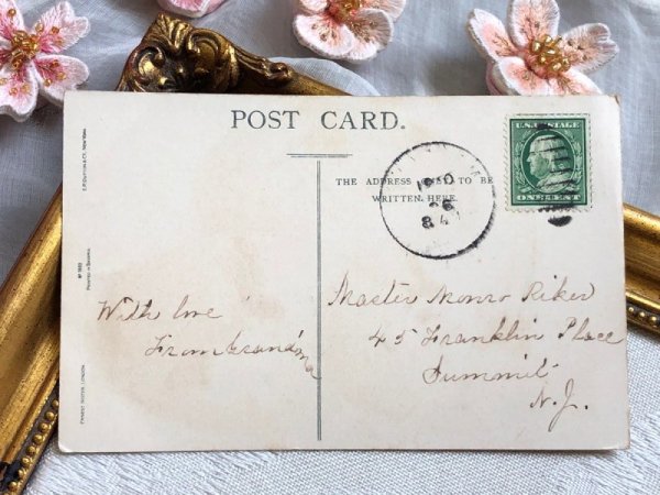 画像4: Postcard アンティークポストカード イースター うさぎ ダッチウサギ 卵 アメリカ1910年 (4)