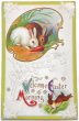 画像1: Postcard　アンティークポストカード　イースター　人参とウサギさん　うさぎ　アメリカ1912年 (1)