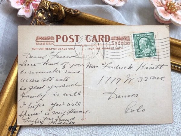 画像3: Postcard アンティークポストカード イースター  忘れな草のお花とうさぎ パンダウサギ ダッチウサギ (3)