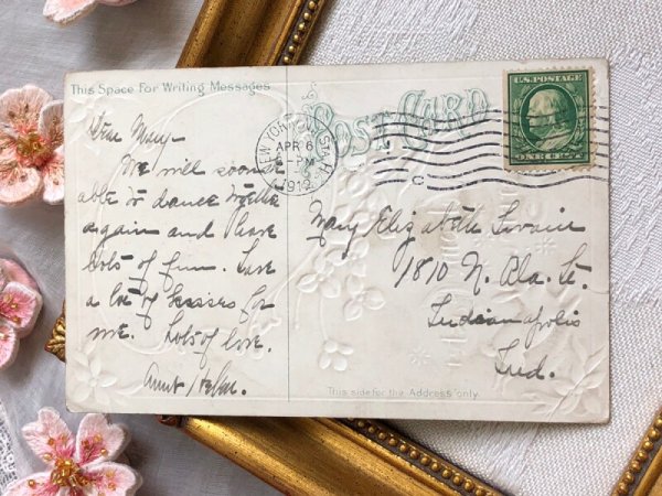 画像4: Postcard アンティークポストカード イースター 人参とウサギさん うさぎ アメリカ1912年 (4)