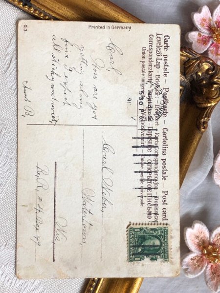 画像5: Postcard アンティークポストカード イースター 大きな卵を運ぶウサギさん うさぎ (5)