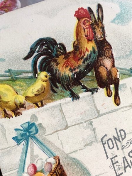 画像3: Postcard アンティークポストカード イースター ニワトリの家族とウサギさん うさぎ    (3)