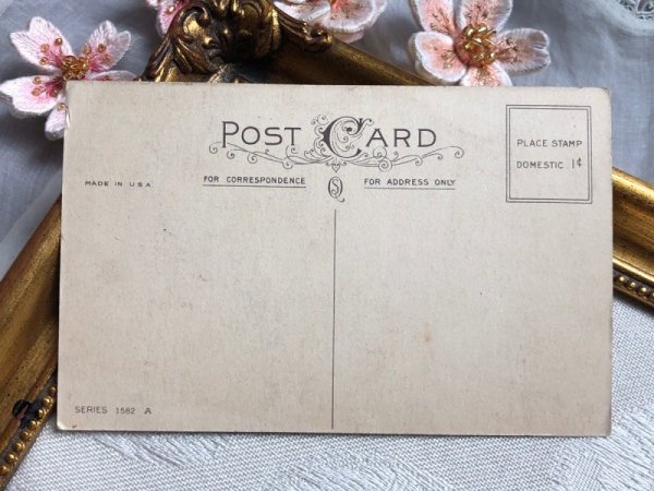画像3: Postcard アンティークポストカード イースター 帽子箱とウサギさん うさぎ 水仙(未使用) (3)