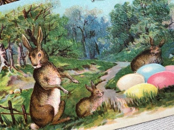 画像3: Postcard アンティークポストカード イースター ウサギさんと卵 うさぎ (未使用) (3)