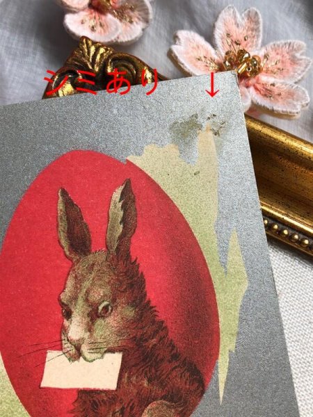 画像3: Postcard アンティークポストカード イースター 手紙とウサギさん うさぎ  (3)