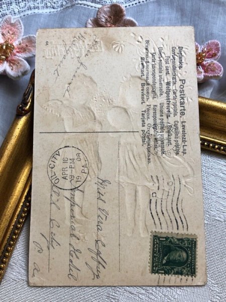 画像6: Postcard  アンティークポストカード イースター 卵を持つ天使 1908年 (6)