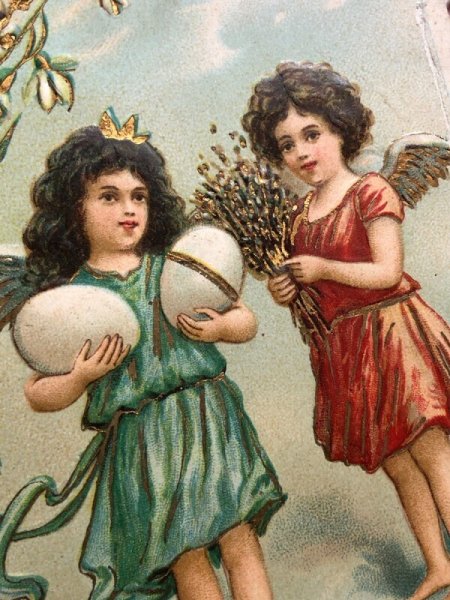 画像3: Postcard  アンティークポストカード イースター 卵を持つ天使 1908年 (3)