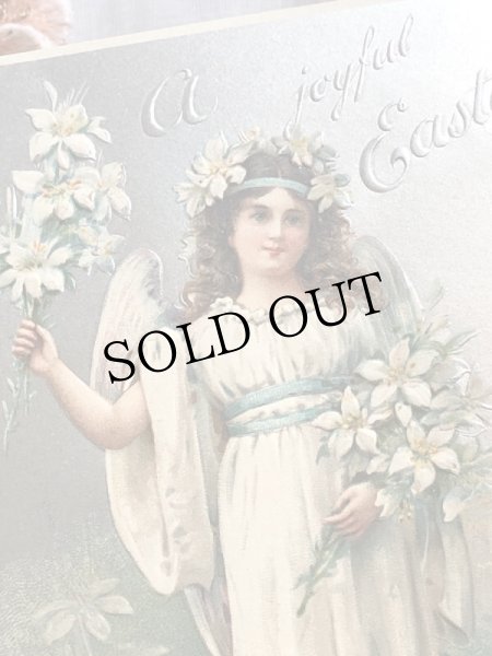 画像3: Postcard  アンティークポストカード　イースター　白百合のお花と天使　 (3)