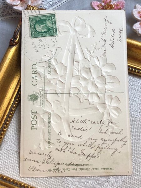 画像4: Postcard   アンティークポストカード イースター 卵のお花鉢 アメリカ1910年 (4)