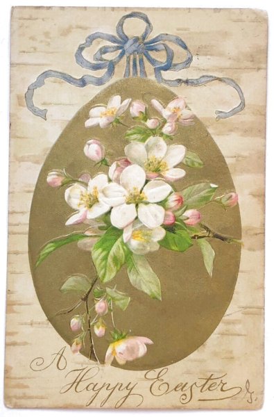 画像1: Postcard  　アンティークポストカード　イースター　お花　卵 (1)