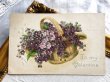 画像2: Postcard  　アンティークポストカード　スミレのお花かご　パニエ (2)