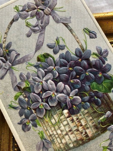 画像3: Postcard  　アンティークポストカード　スミレのお花かご　パニエ　 (3)