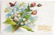 画像1: Postcard  　アンティークポストカード　スズランのお花　薔薇　蝶々　アメリカ1910年 (1)