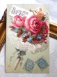 画像2: Postcard 　アンティークポストカード　薔薇と忘れな草の花束　フランス　 (2)