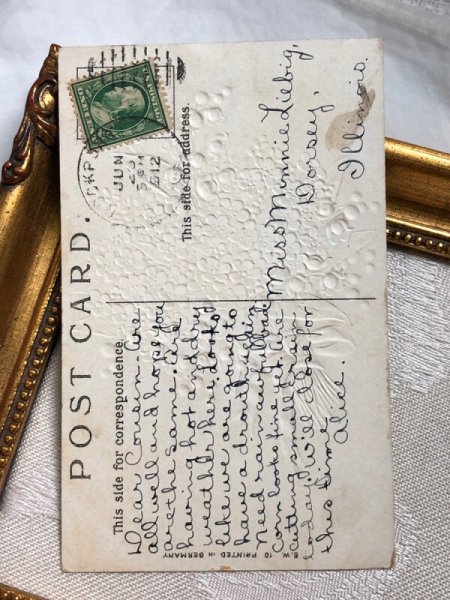 画像3: Postcard  　アンティークポストカード　忘れな草とスズランの花束　アメリカ1912年 (3)