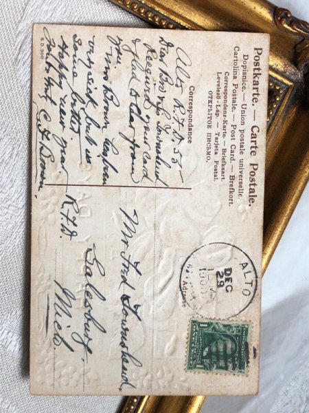 画像4: Postcard  　アンティークポストカード　お花　アメリカ1908年 (4)