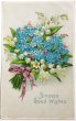 画像1: Postcard  　アンティークポストカード　忘れな草とスズランの花束　アメリカ1912年 (1)