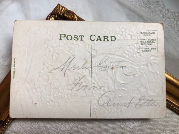 画像4: Postcard   アンティークポストカード 伝書鳩とお花 薔薇 忘れな草  (4)