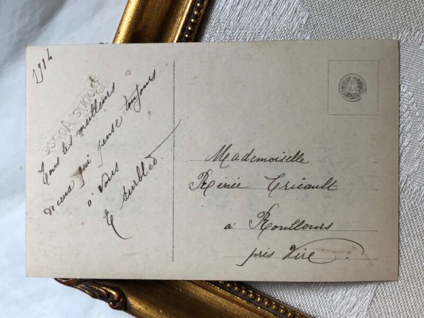 画像4: Postcard アンティークポストカード 新年祝い New Year キノコと子ども 四つ葉クローバー 写真 フランス (4)