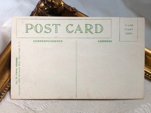 画像3: Postcard　アンティークポストカード　水面の自分の姿を見つめるカエル　（未使用） (3)